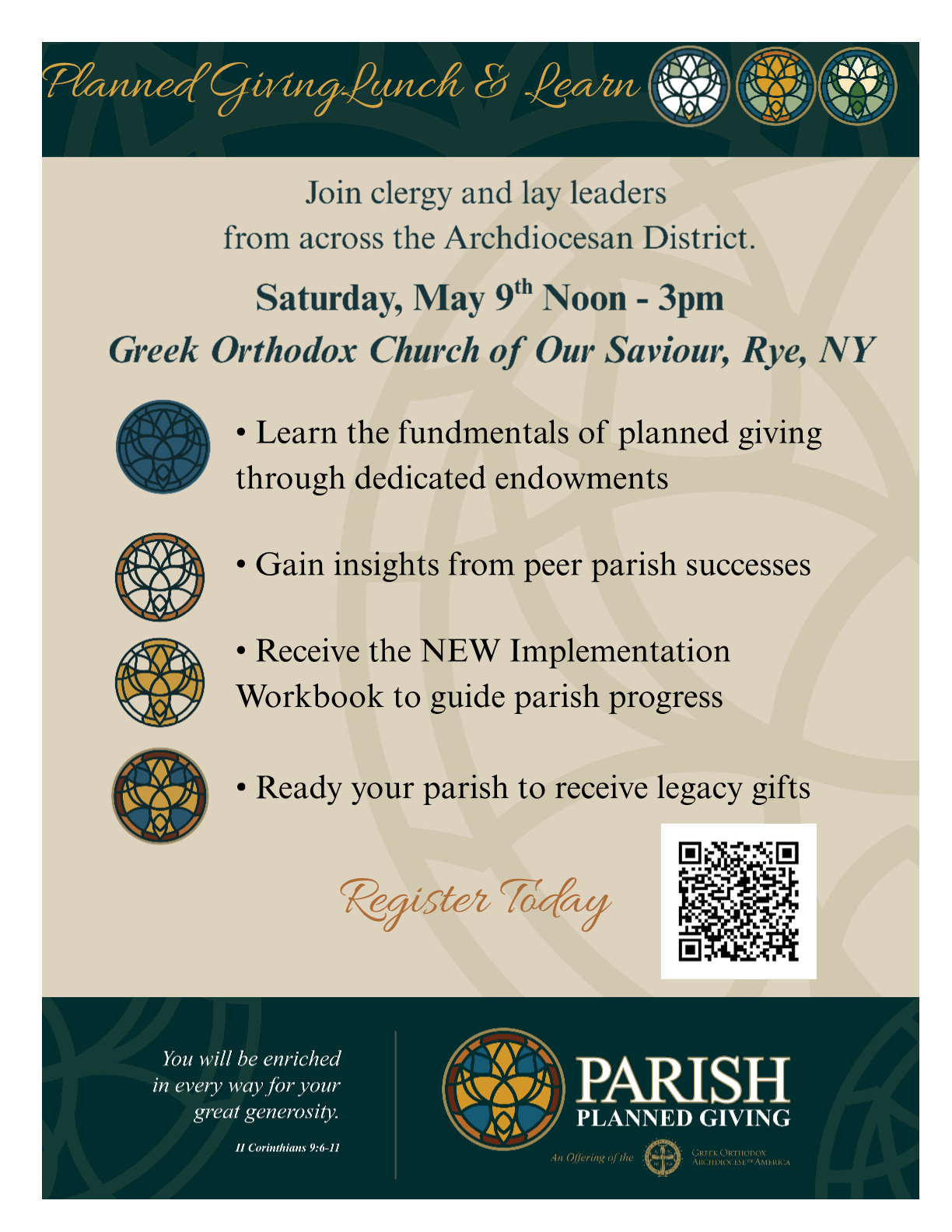 Planned Giving Lunch & Learn, May 9th, 12 pm - 3 pm