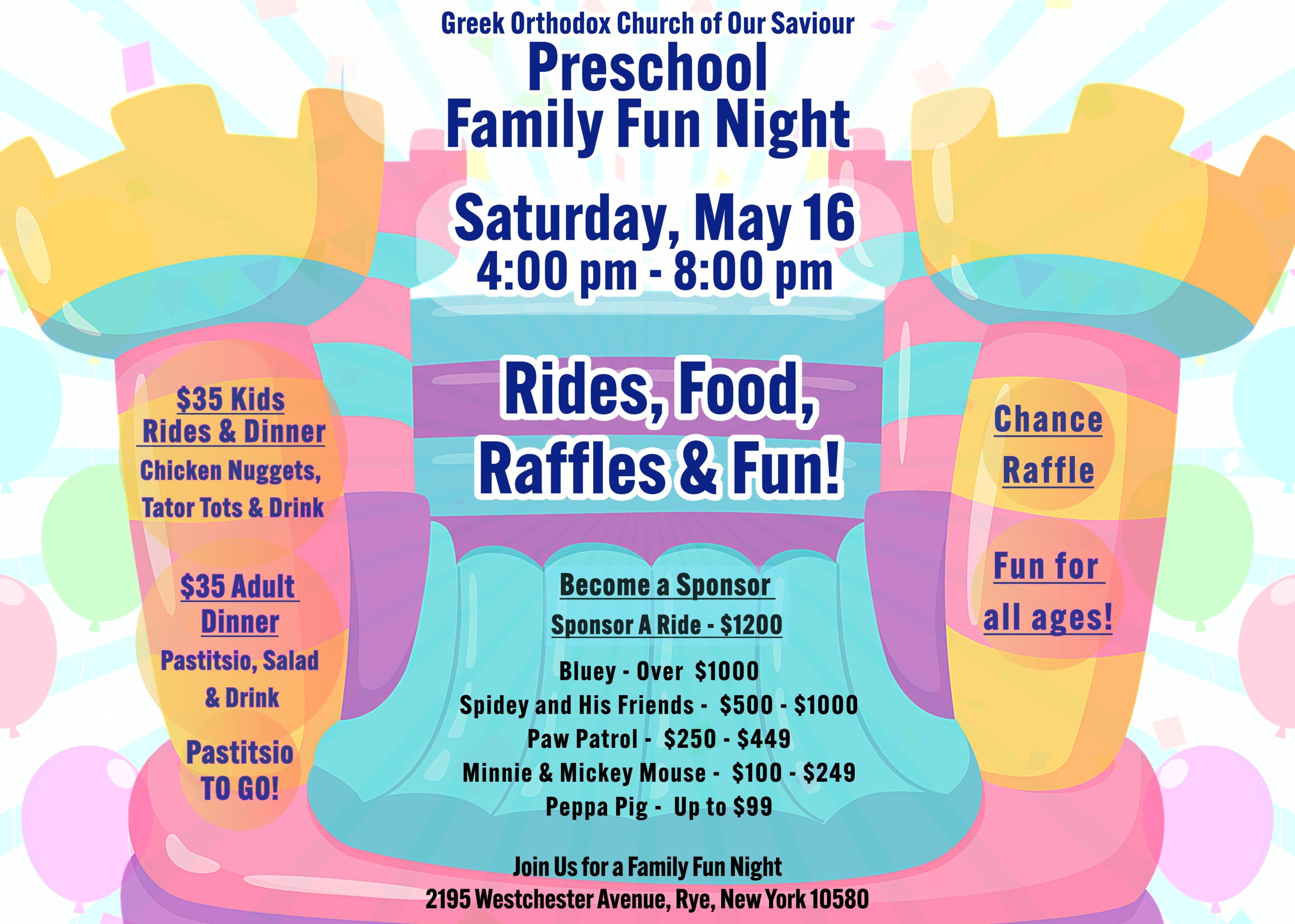 Family Fun Night May 16th, 4 pm - 8 pm